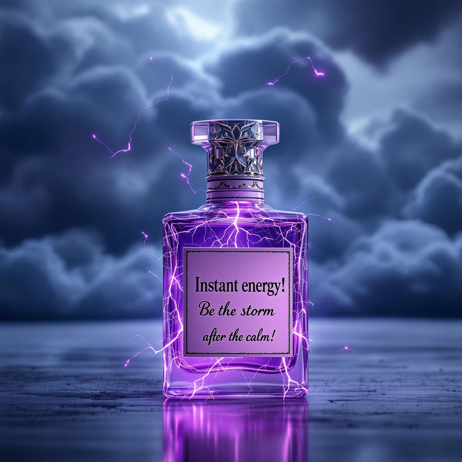 Glowing Perfume in a Decorated Glass Bottle