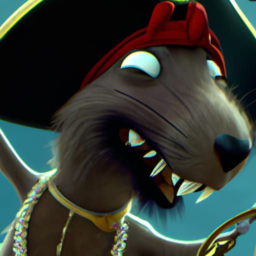 Pirate Rat Captain in Pixar Animation Style