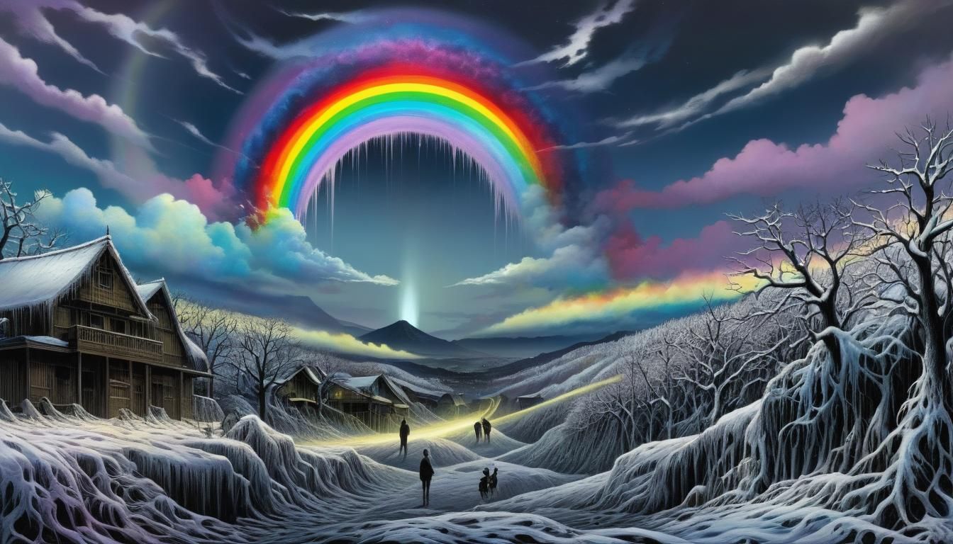 Iridescent Winter Hellscape in Junji Ito Style