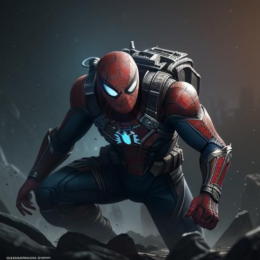 Spider-Man Dead Space Rig Suit: Hyperrealistic Splash Art