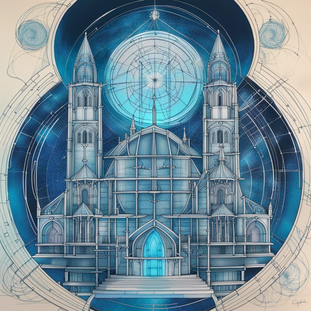 Moonlight Cathedral Schematic in Fibonacci Style