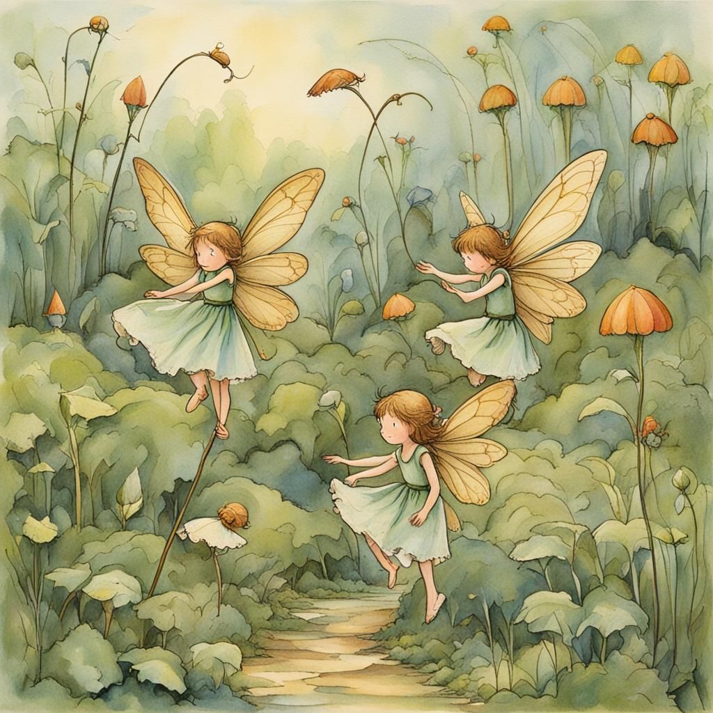 Fairies in Classic Storybook Illustration Style