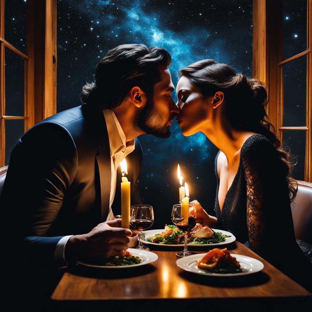 Cosmic Kiss: Couple at the End of the Universe