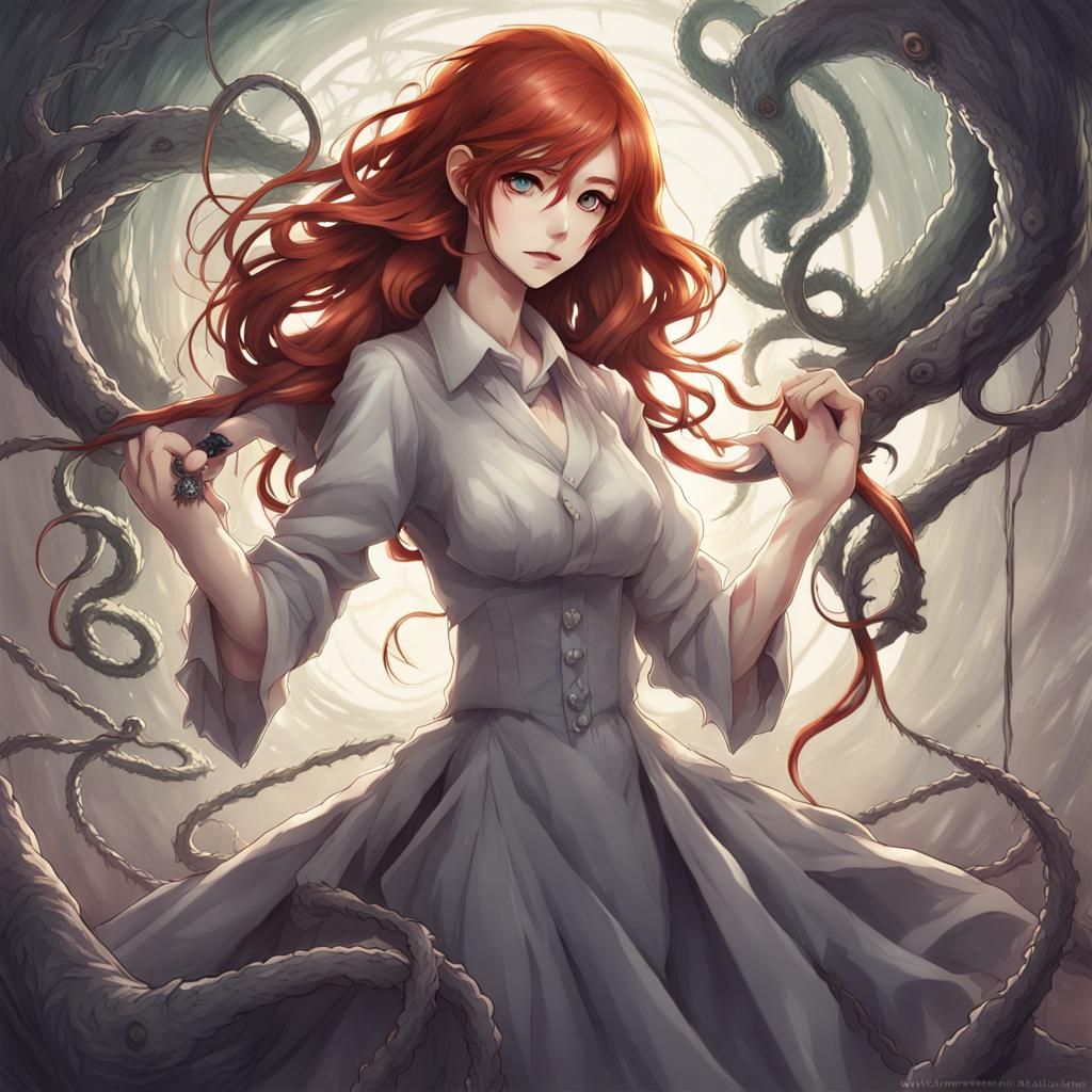 Redhead in Eldritch Dress Morphing
