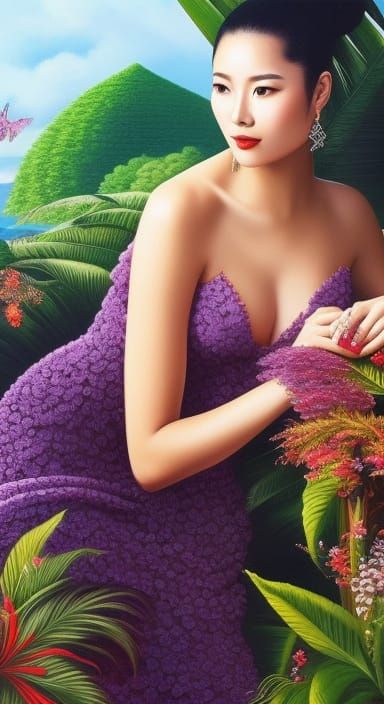 Lady in Tropical Origami, Himeji Castle Backdrop