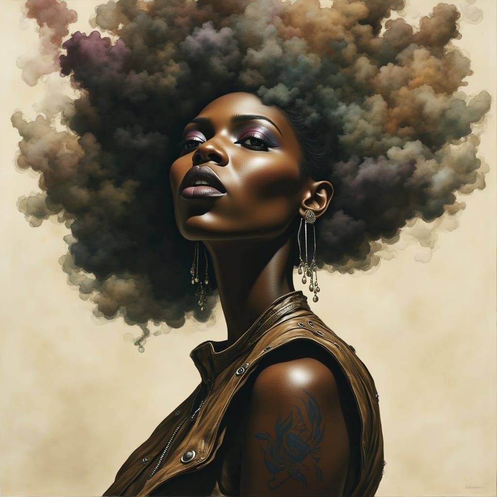 Surreal Double Exposure Portrait of a Black Woman