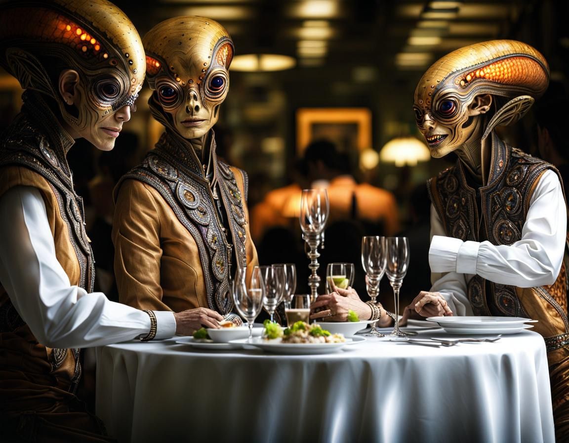 Photorealistic Aliens in Fashionable Clothing