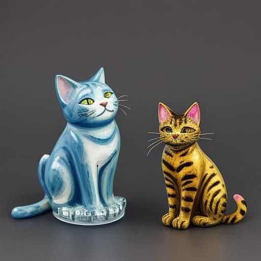 Whimsical Cat Figurine in Modern Art Style