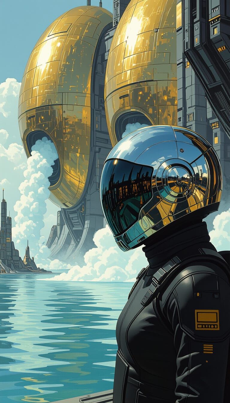 Futuristic Aquatic Landscape Inspired by Syd Mead and Giger