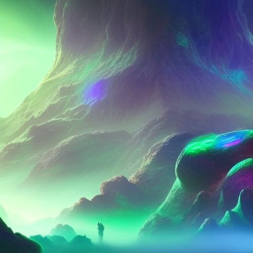 Luminous Worms Inhabit Alien Planet: Digital Art