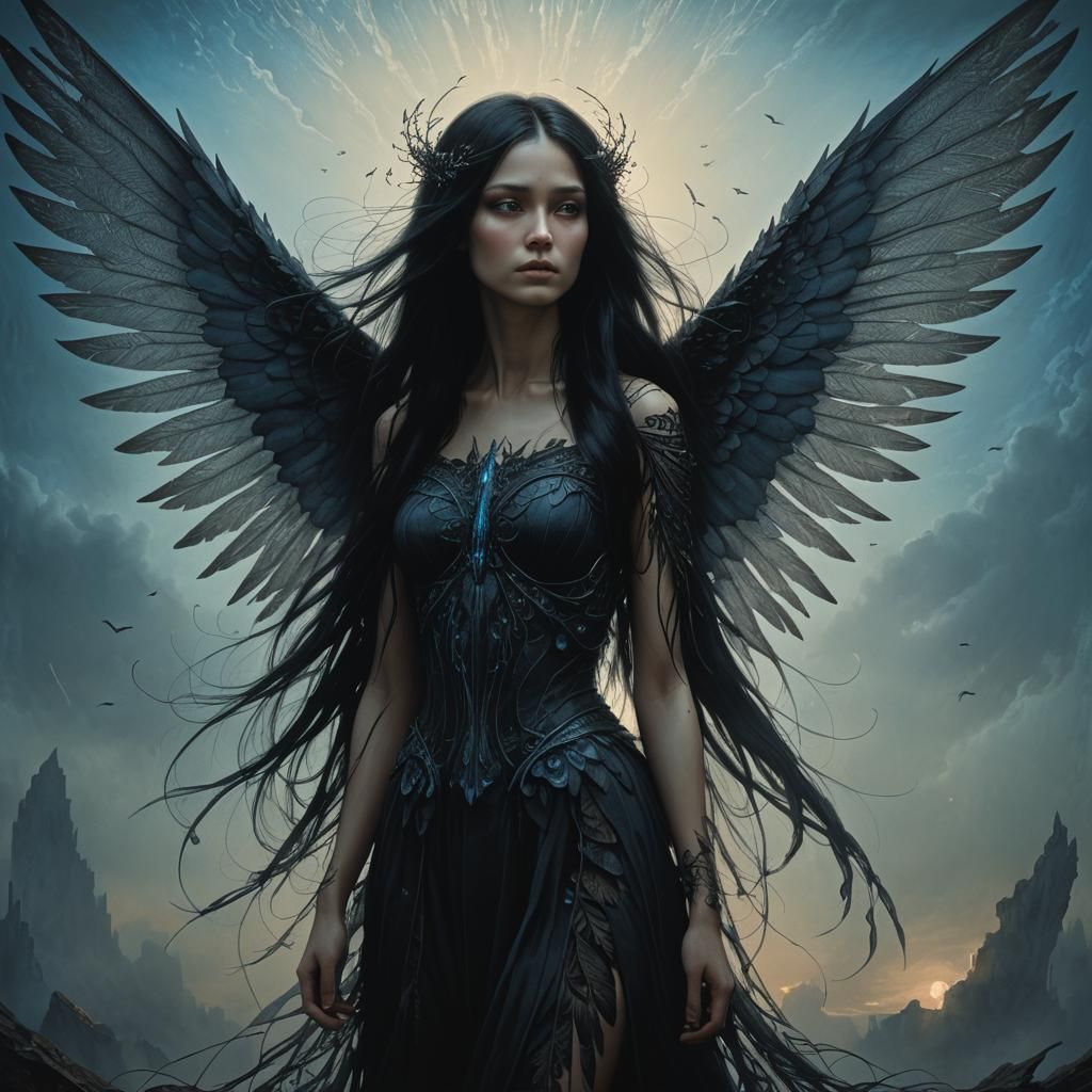 Dark Fantasy Fairy with Black Wings
