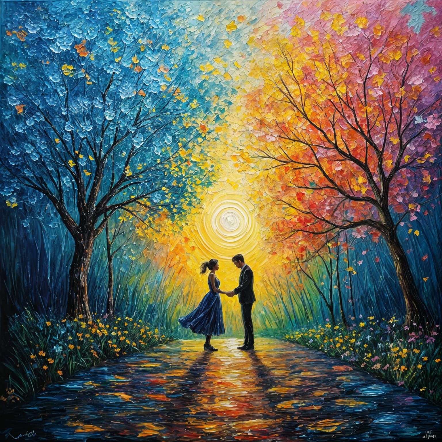 Love Like Oxygen: Neo-Impressionist Oil Painting