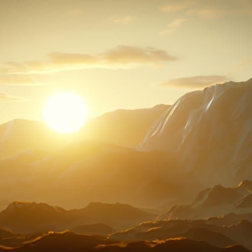 Mountains at Sunrise: Detailed Matte Painting