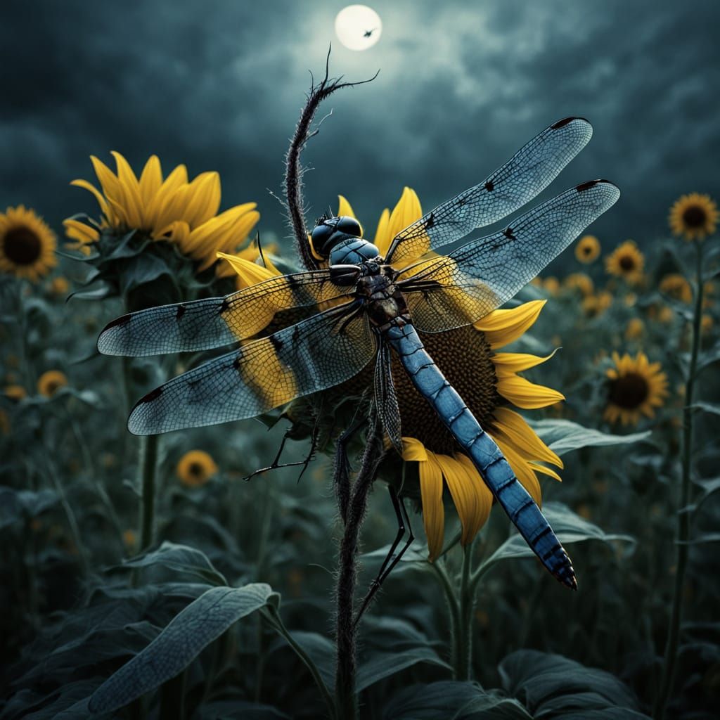 dragonfly on a sunflower
