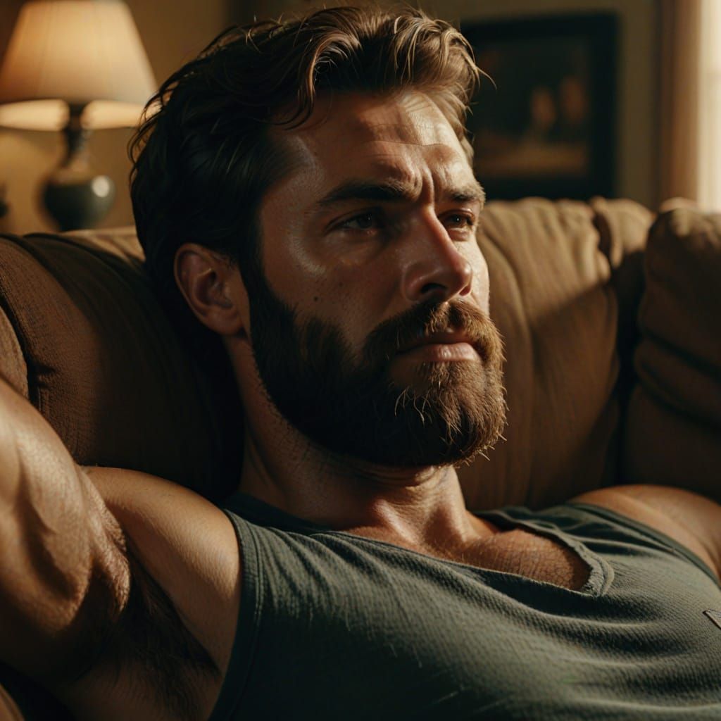 Man with Thick Beard in Cinematic Oil Painting