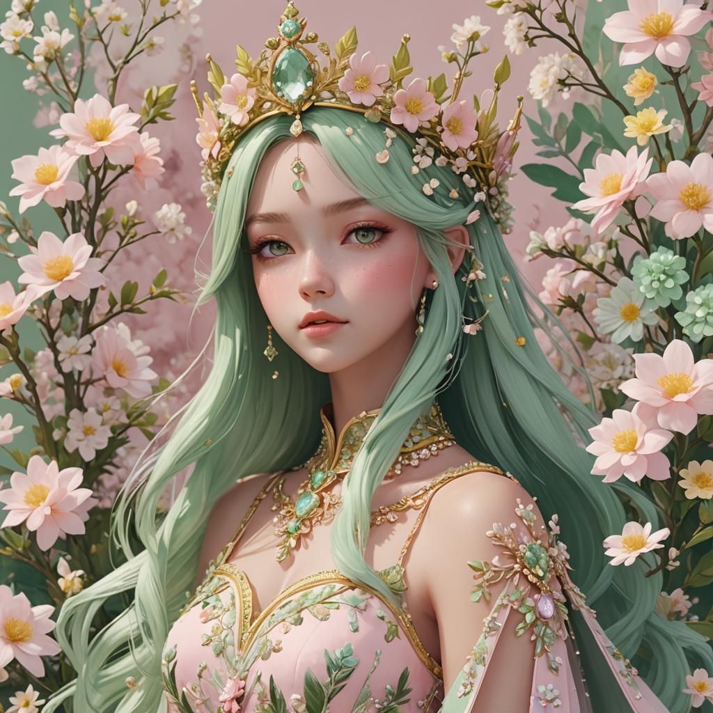 Flora, Spring Queen in Anime Style