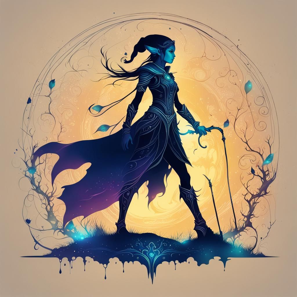 Glowing Elf Silhouette: Fantasy Concept Art