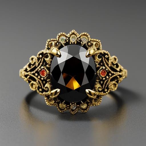 Luxurious Black Gold Ring with Warm Topaz Gemstone