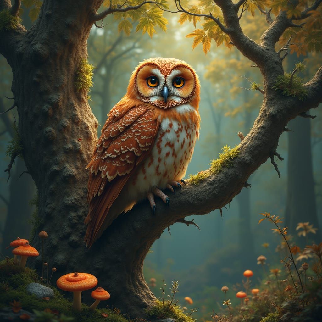 Enchanted Forest: Wise Owl in Digital Painting