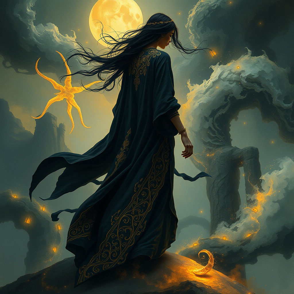 Ethereal Woman in Dreamscape, Dark Fantasy Art