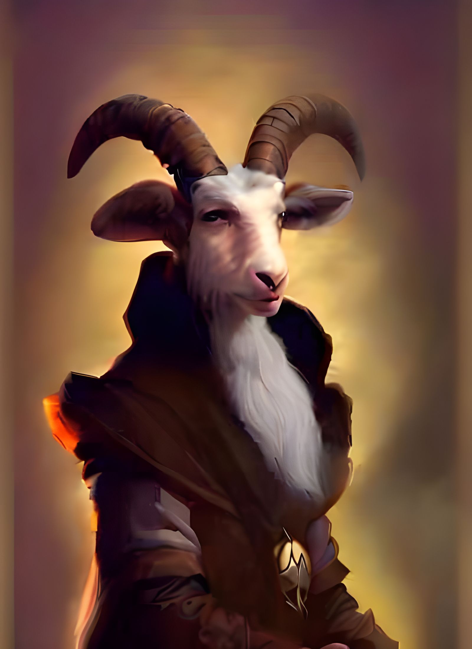 Goat Priest Portrait in Composite Art Style