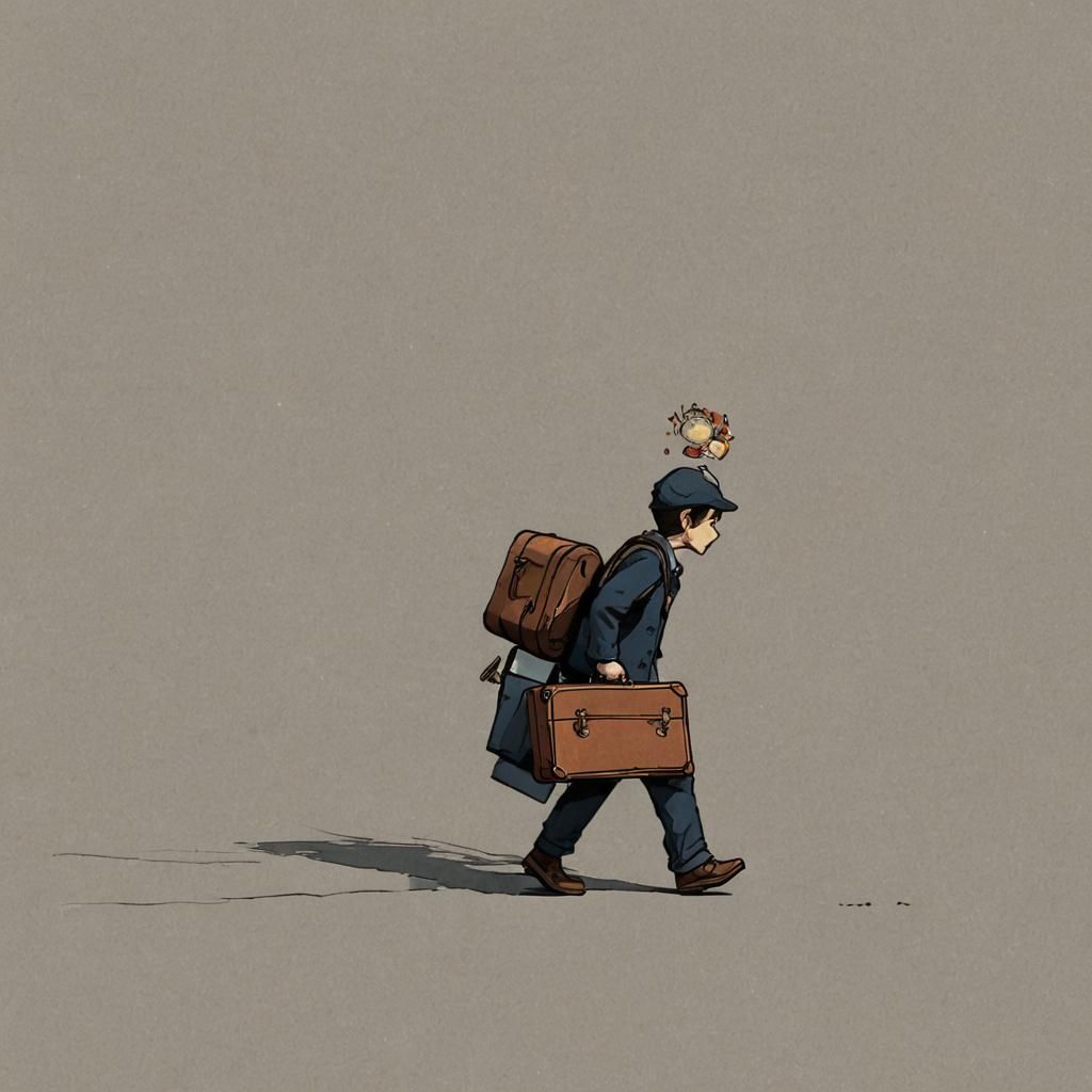 Man with Suitcase Walks Away: AI Interpretation