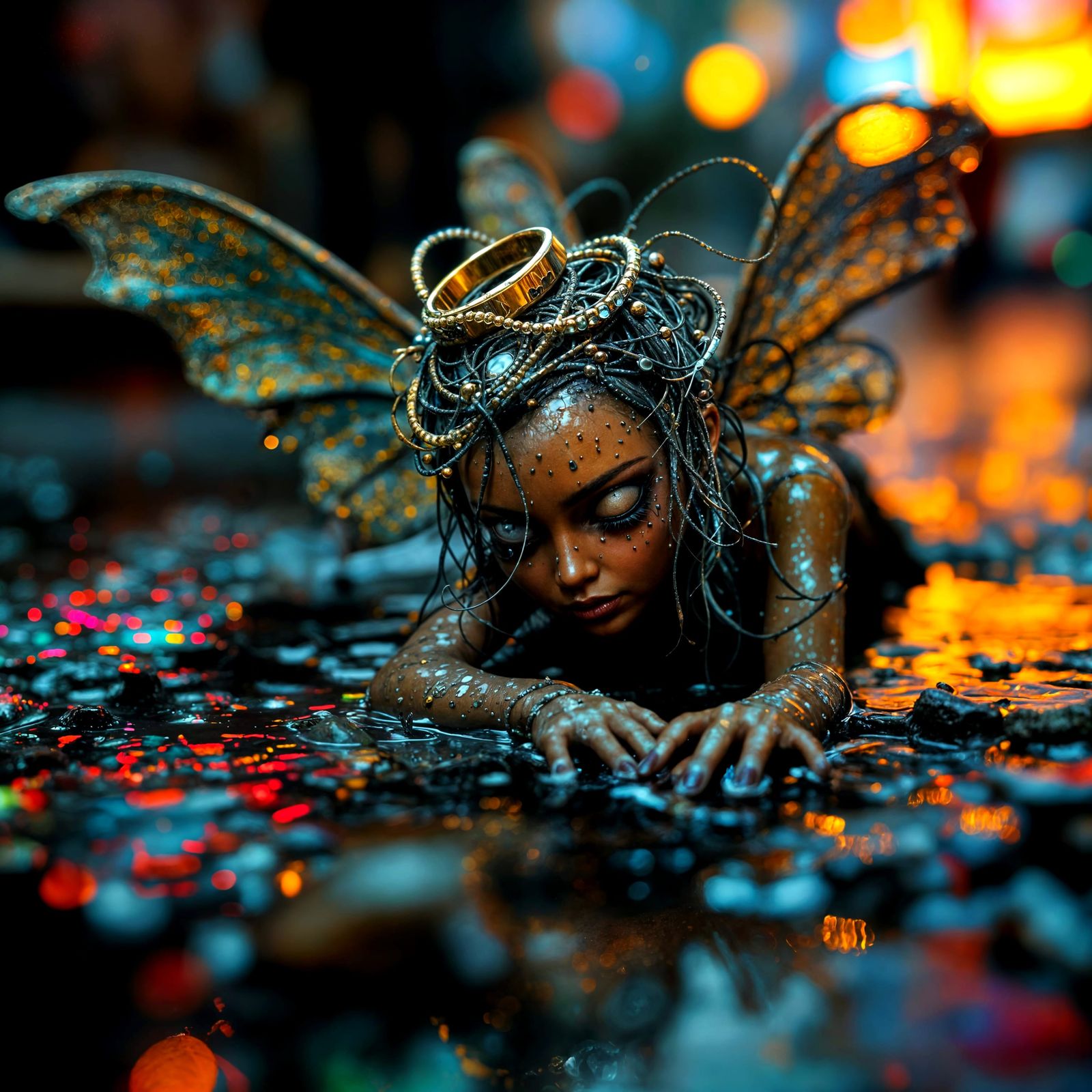 Macro Photograph of a Sewer Fairy Sculpture