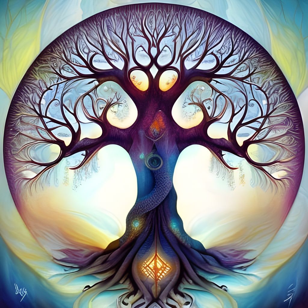 Symmetrical Tree of Life in Visionary Style