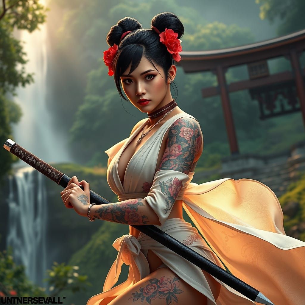 Strong Warrior in Traditional Japanese Style