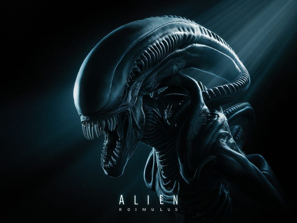 Xenomorph Horror Movie Poster in Ridley Scott Style