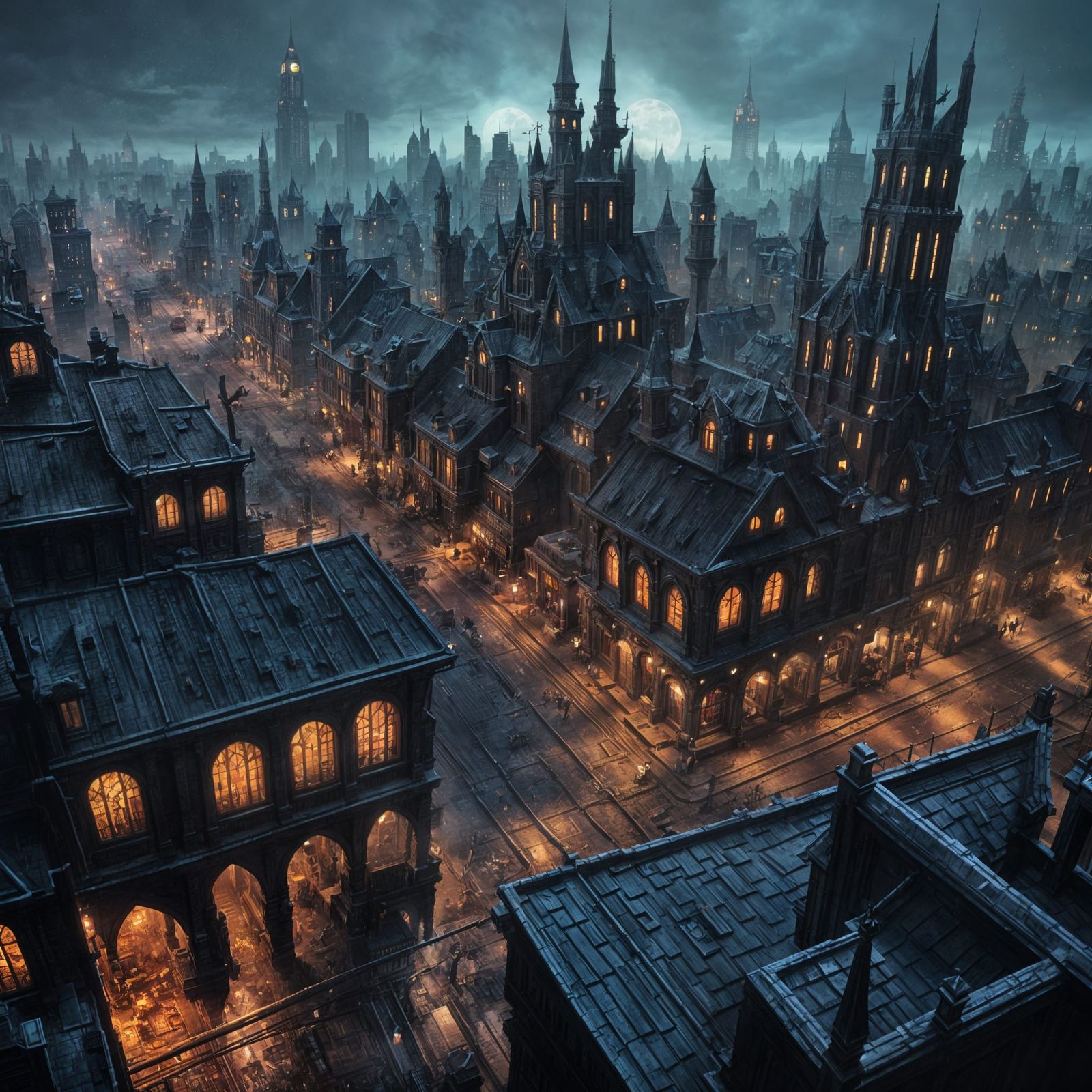 Gotham Cityscape in Dark Fantasy Style