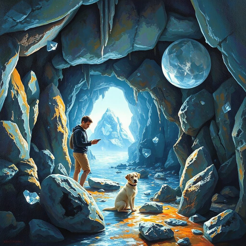 Nathan Drake Discovers Diamond Cave in Neo-Impressionism
