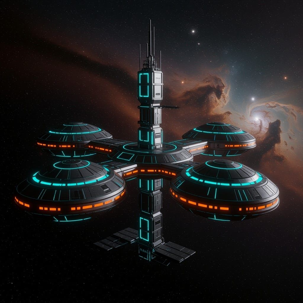 Futuristic Orbital Space Station Concept Art