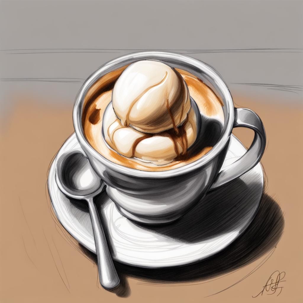 Affogato in Conte Sketch Style