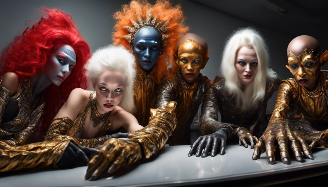 Art History Characters' Night Party: Hyperrealistic Photogra...