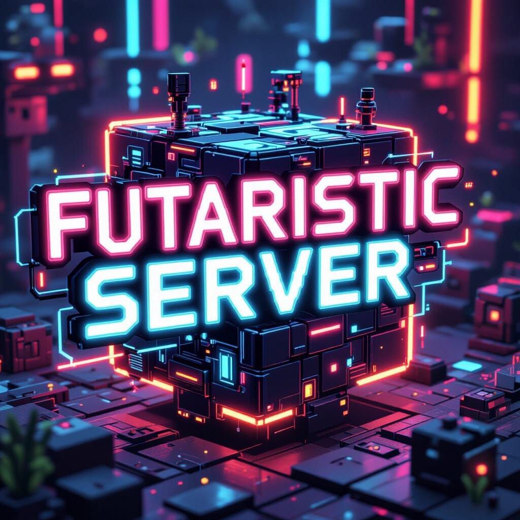 Futuristic Minecraft Server Logo in Cyberpunk Style