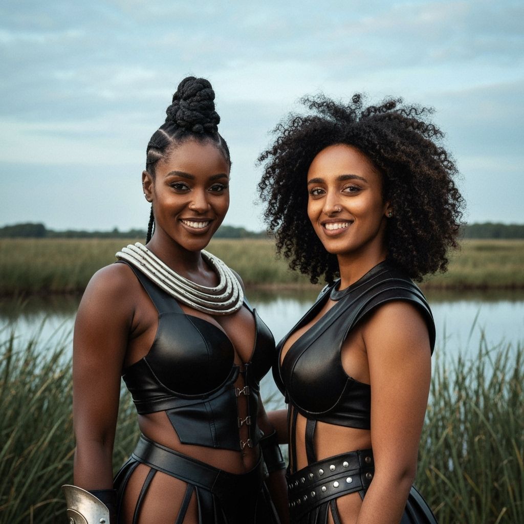 Beautiful Women in Sudd Wetlands Warrior Couture