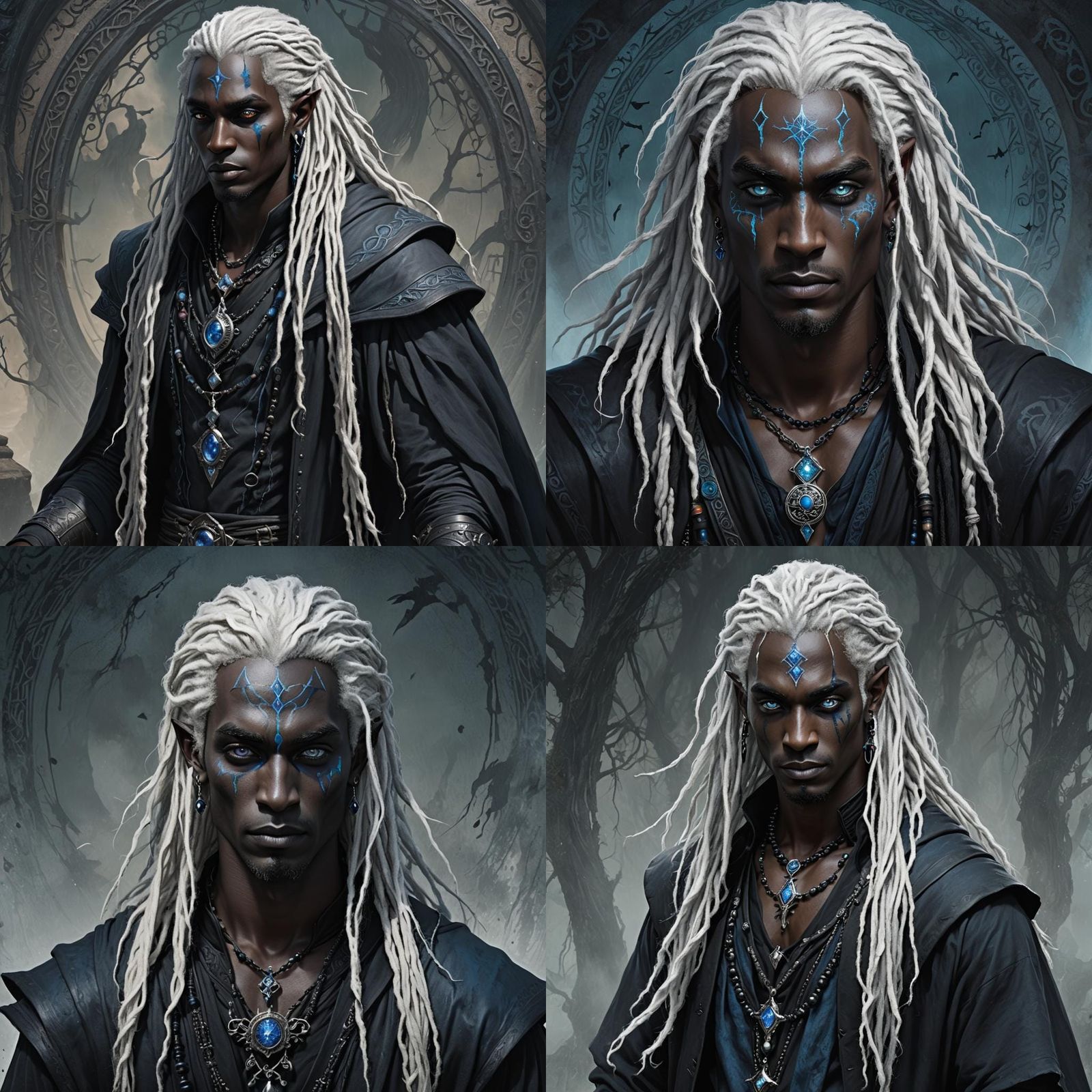 Drow Sorcerer with Dreadlocks: Fantasy Art