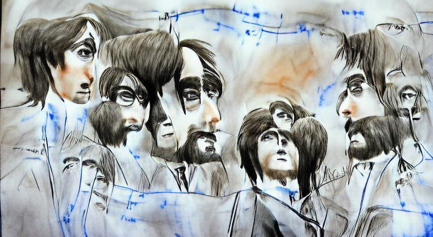The Beatles Sketch in Watercolor Style