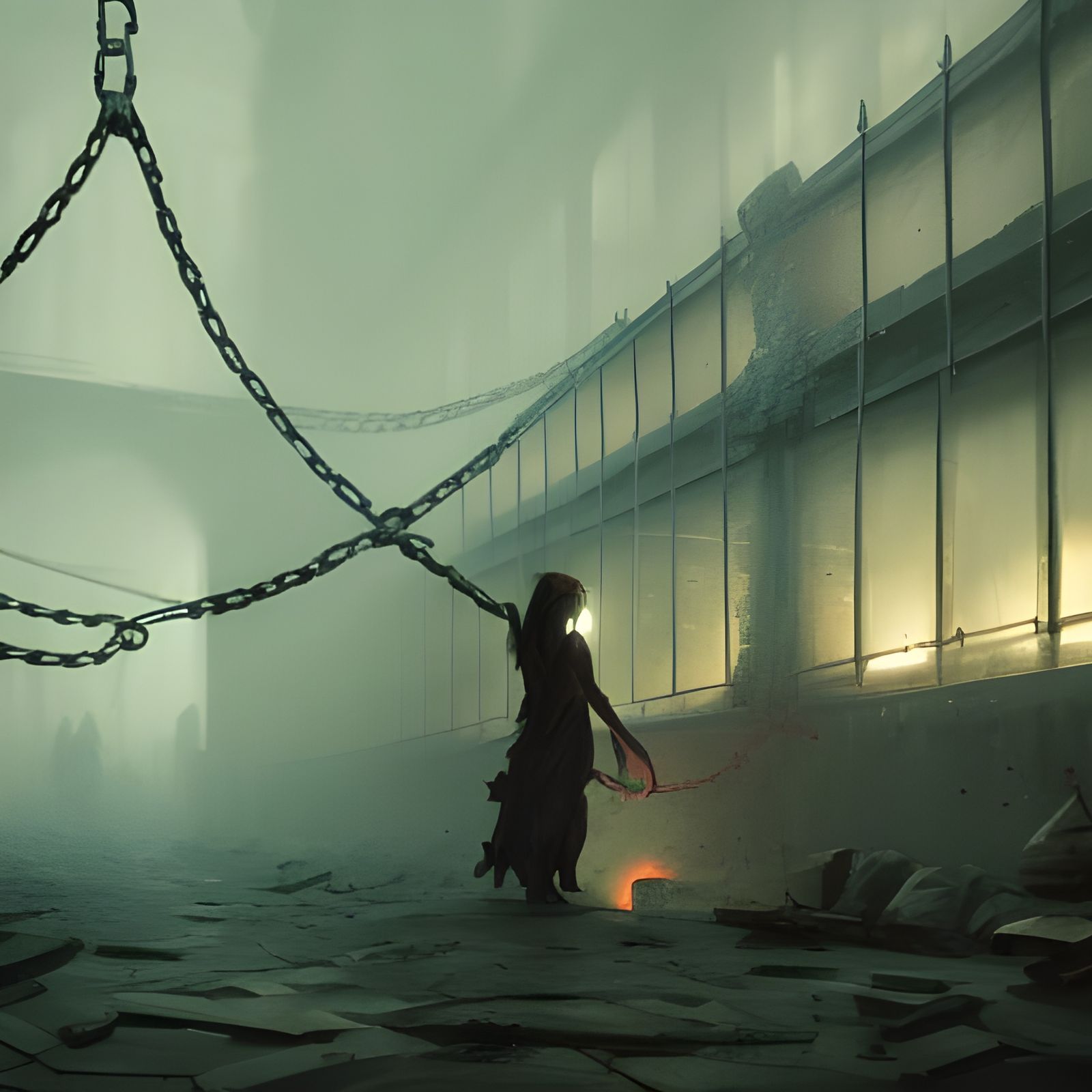 Chained Prisoner in Dark Fantasy Style