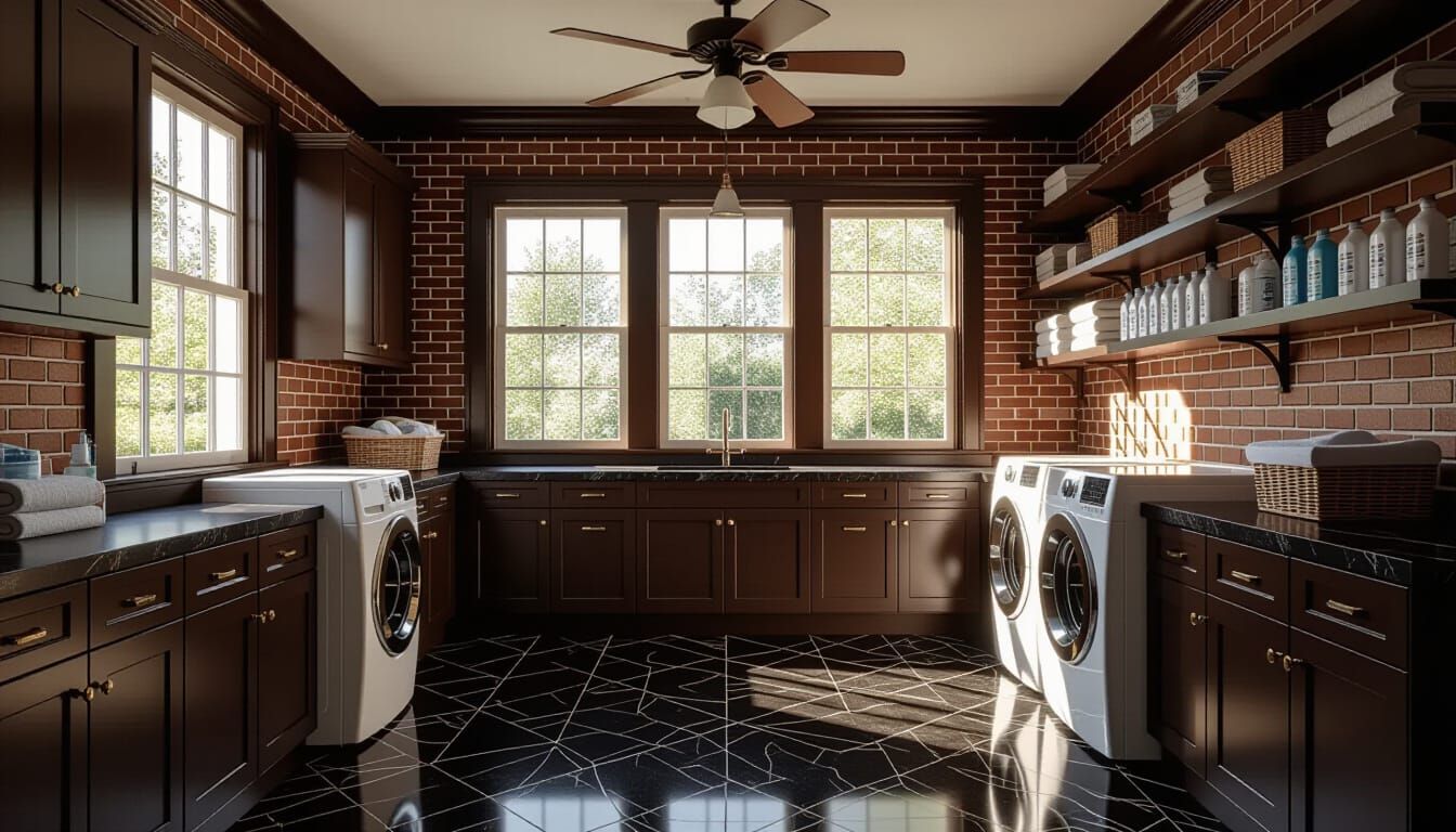 Victorian Laundry Room with Glass Walls