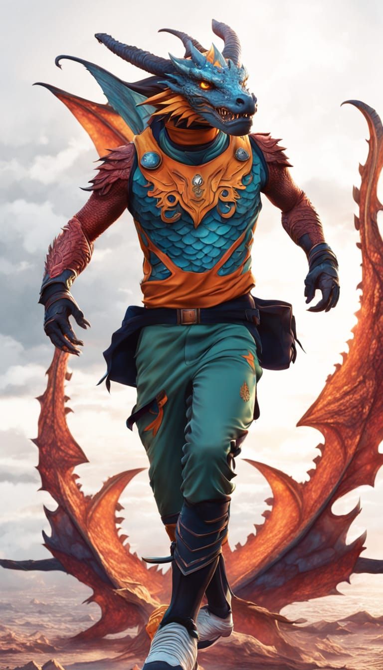 Celestial Dragon Soaring Through Nebula in Deep Color