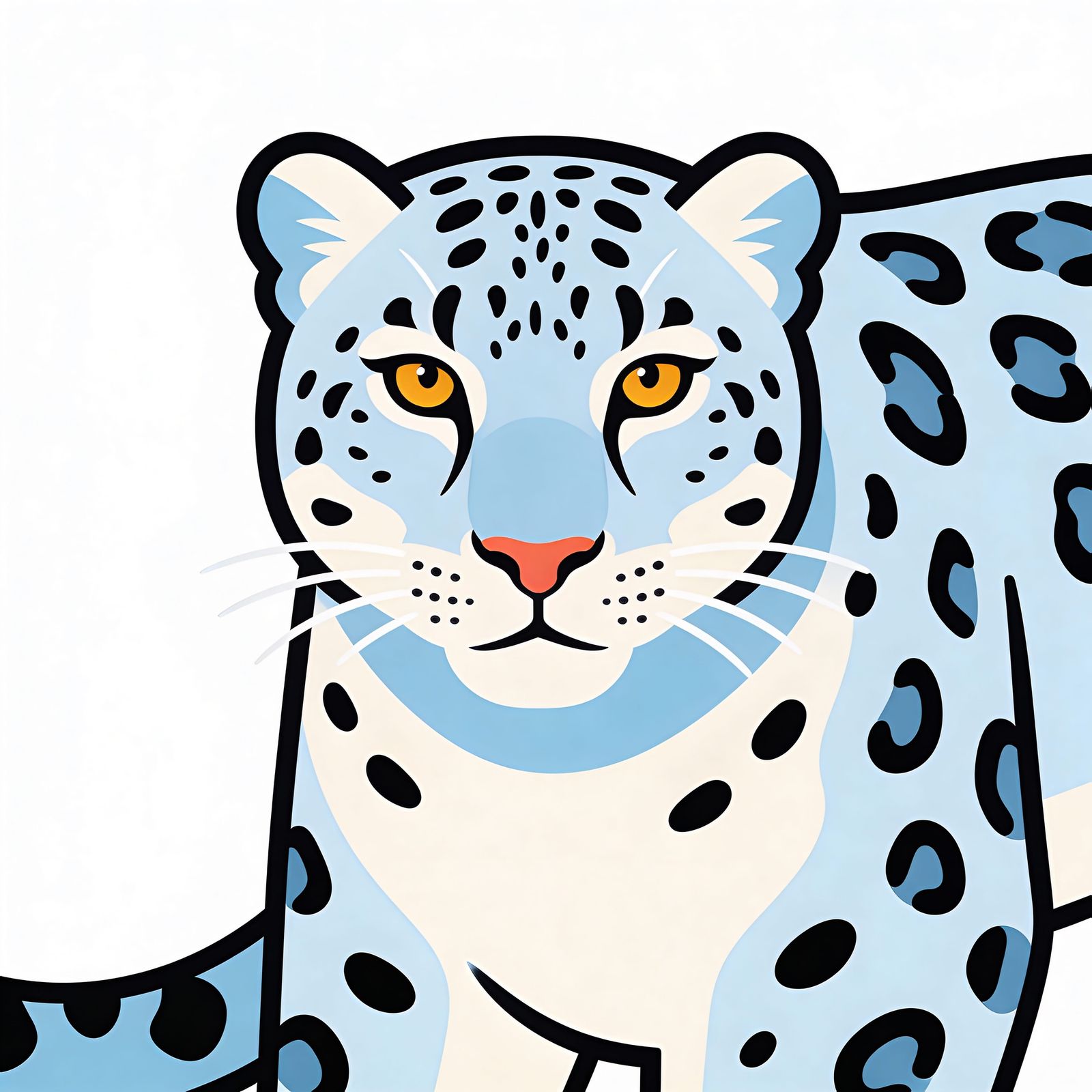 Clean Snow Leopard Vector Illustration in Flat Design