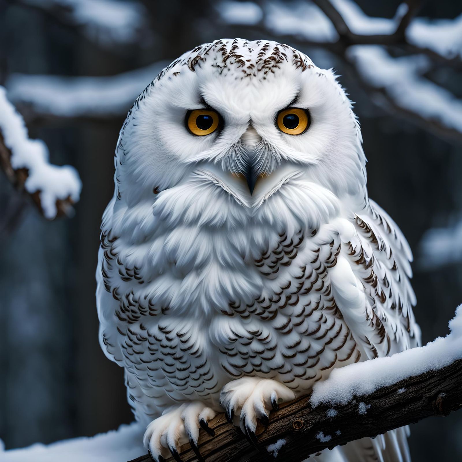 Snow Owl in Moonlight: Wildlife Photography