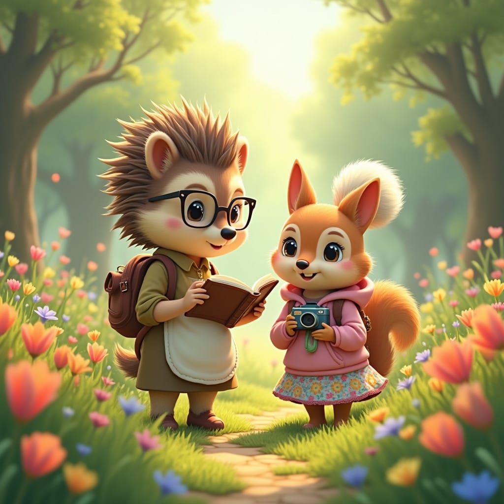 Sisters' Whimsical Forest Adventure in Anime Style