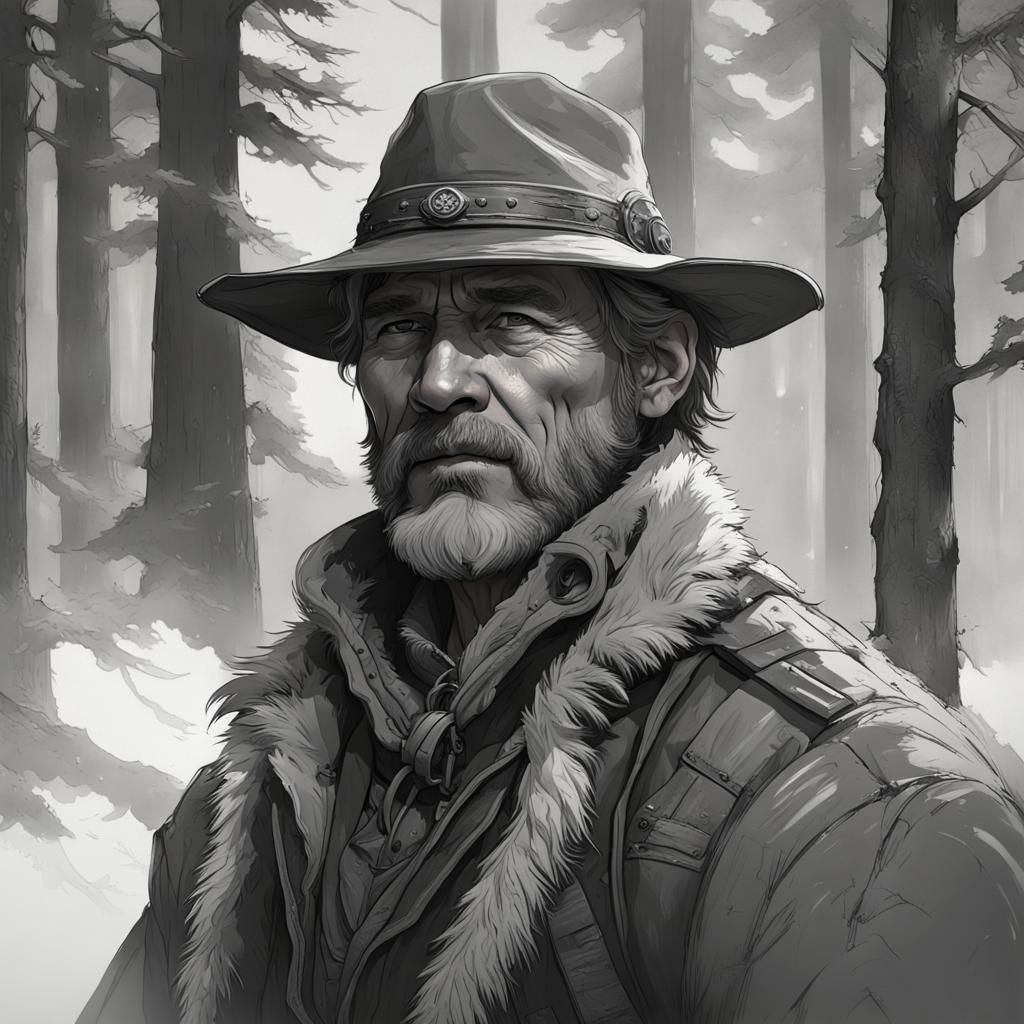 1920s Hunter Portrait in Black and White