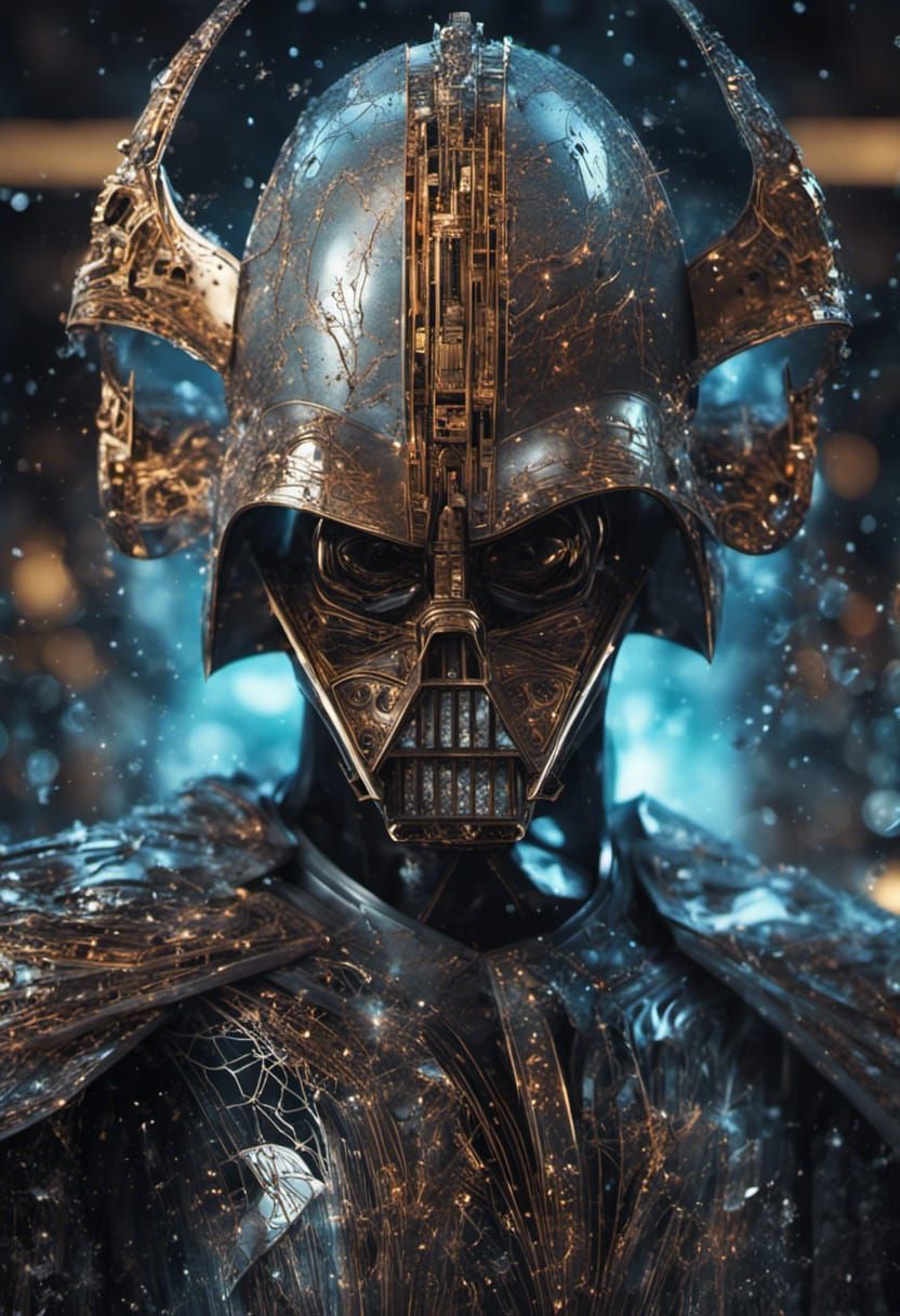 Filigree White Darth Vader in Cracked Circuitry Style