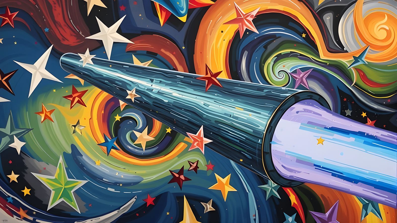 Sleek Mirror Cylinder in a Vivid Paint Vortex