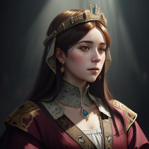 Catherine of Aragon Portrait in Art Nouveau Style