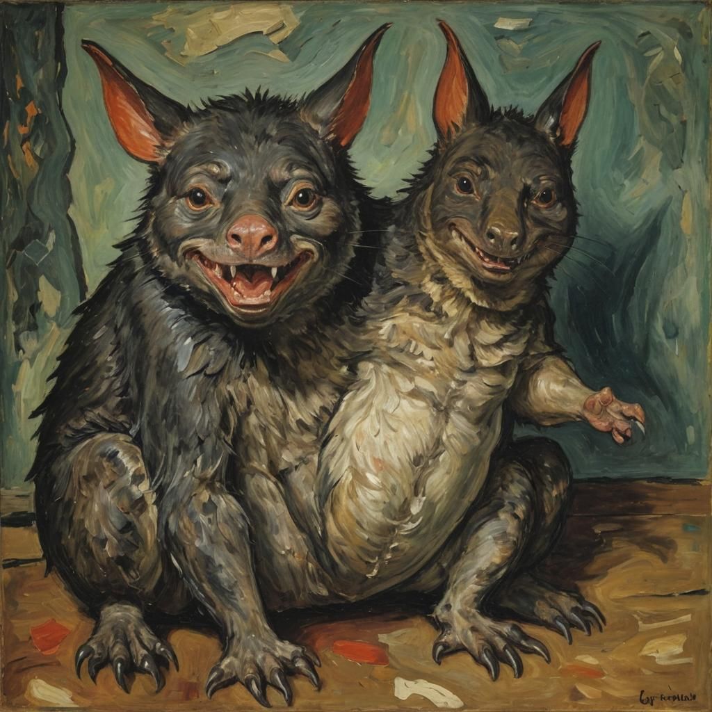 Abstract Wombat Dissolving into Words, Cubist Style